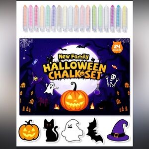 Halloween 24 pcs Chalk with holder & 5 magnet drawing Mats Set NIB